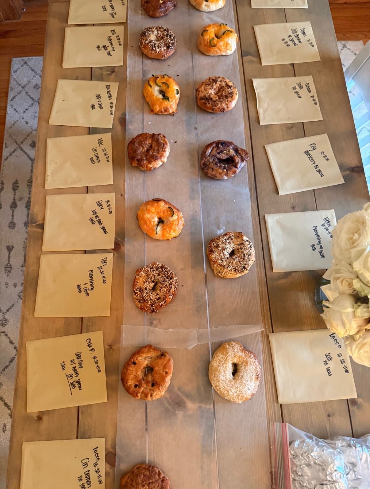 Bagel spread on table